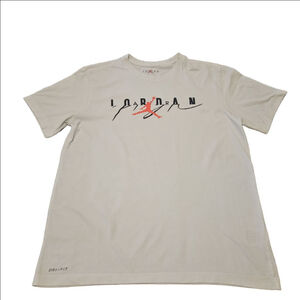 Men's Jordan Flight Mash-up Basketball White Short Sleeve Tee Black Red Logo, M